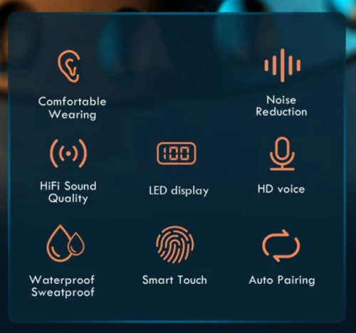 F9 White Tws Noise Reduction Earbuds With Stereo Sound