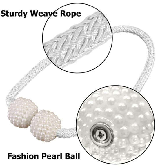 Magnetic Curtain Ties Set of 2 - White