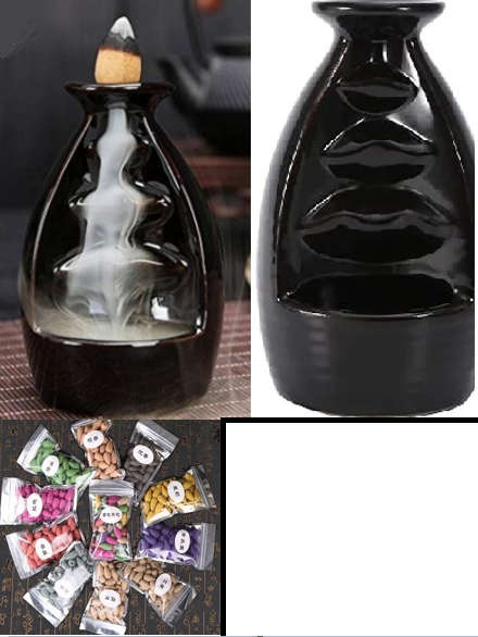 Ceramic Waterfall Backflow Incense Burner with Cones