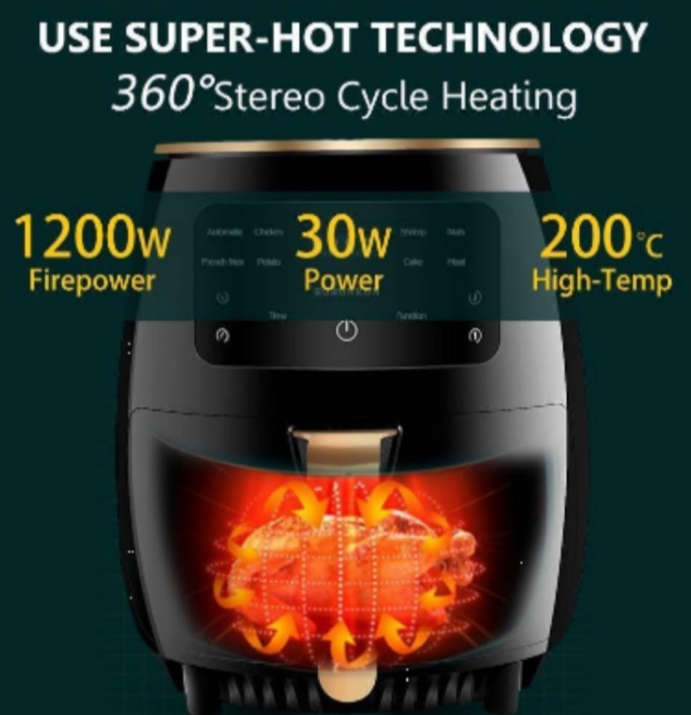 6L Silvercrest Digital Airfryer - LED Display - Black