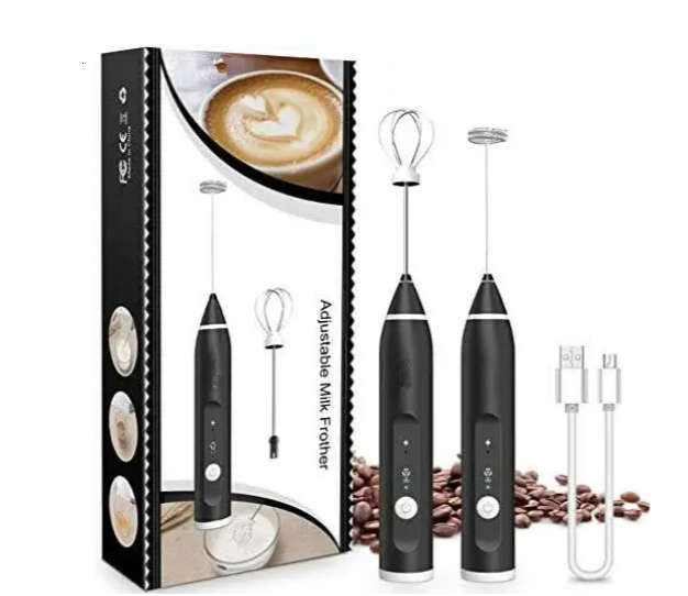 Mixer Milk Frother Handheld USB Rechargeable Drink Foam / Froth Maker 3-Speed