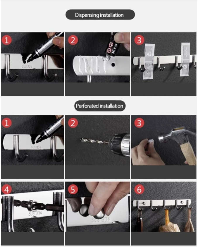 5 Hooks Stainless Steel Hanging Hook