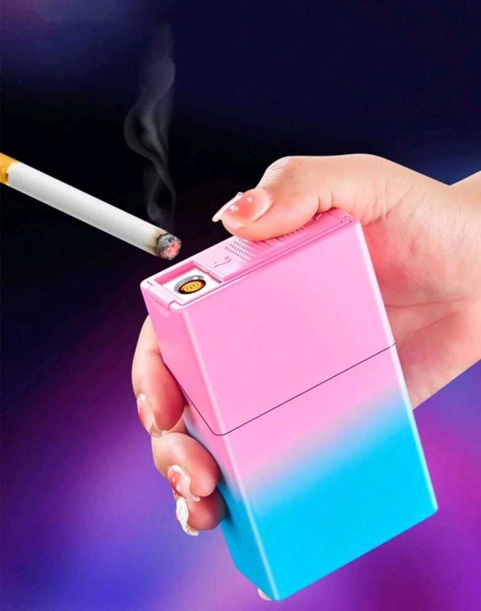 Gradient Pink & Blue Creative Designed Fashionable Usb Chargeable Cigarette Lighter