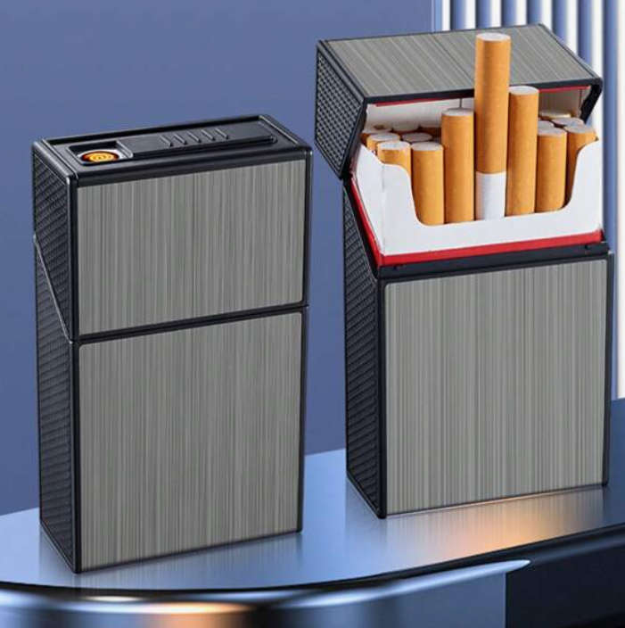 Black Drawbench Anti-moisture Anti-wind  Rechargable cigarette box