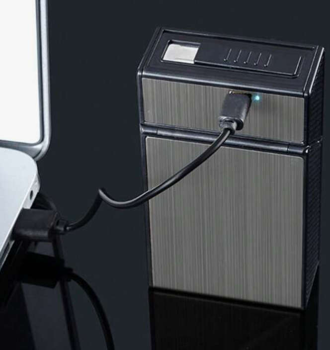 Black Drawbench Anti-moisture Anti-wind  Rechargable cigarette box