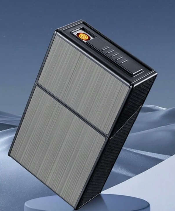 Black Drawbench Anti-moisture Anti-wind  Rechargable cigarette box
