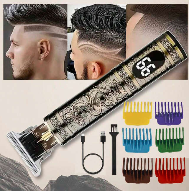 Rechargeable LCD Display Hair Clipper with 6 Combs