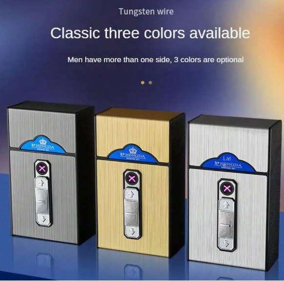 Cigarette Case with USB Double-arc Rechargeable Lighter Special Smoking Accessories - Silver/Black