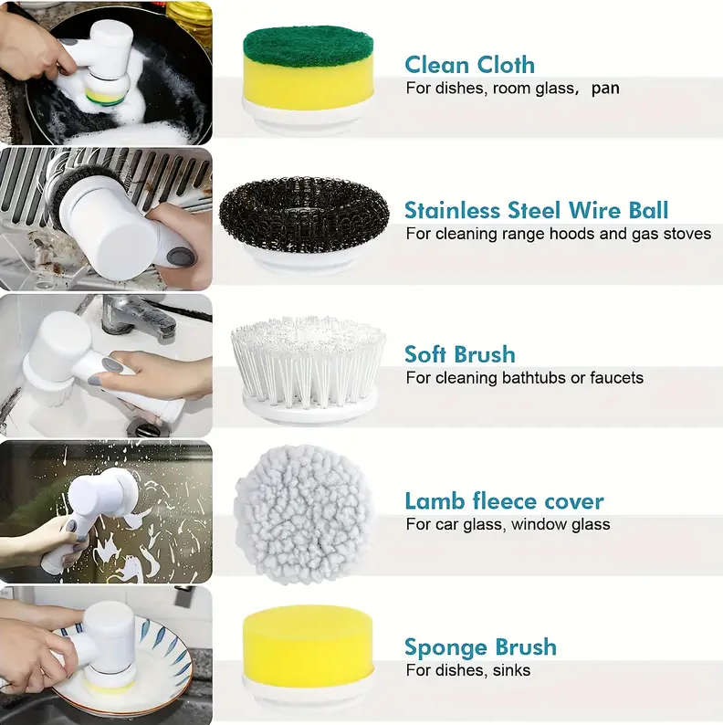 5 in 1 Electric Rechargable Scrubbing Brush
