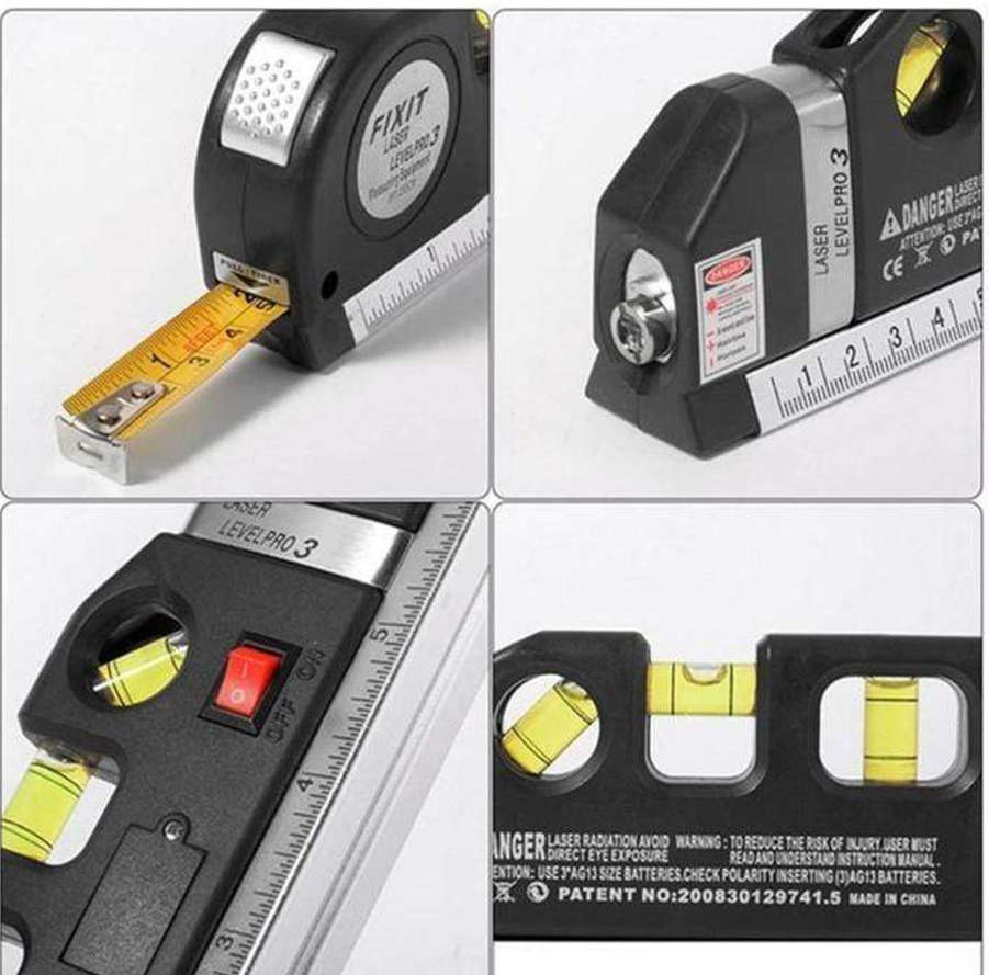 Laser Level Pro 3 Measuring Tape and Triple Bubble Levels