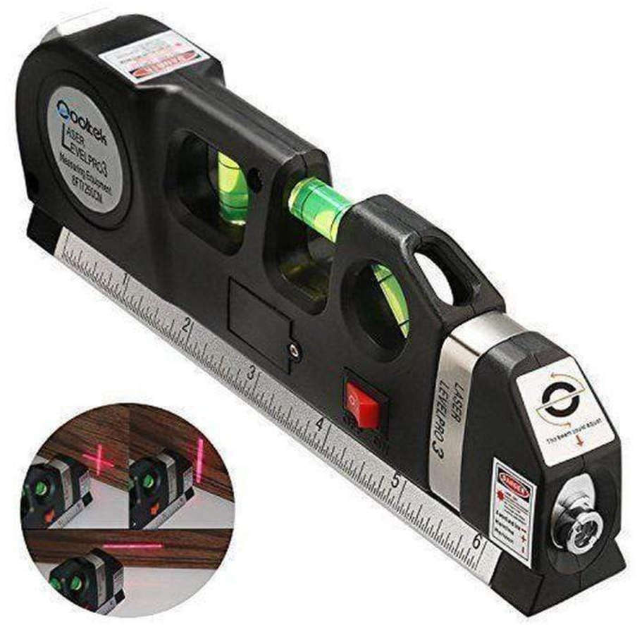 Laser Level Pro 3 Measuring Tape and Triple Bubble Levels