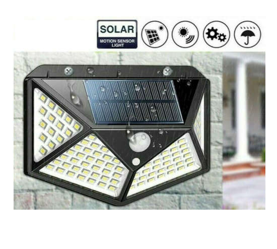 PIR Motion Sensor Garden Security 100 LED Outdoor Solar Power Wall Lights