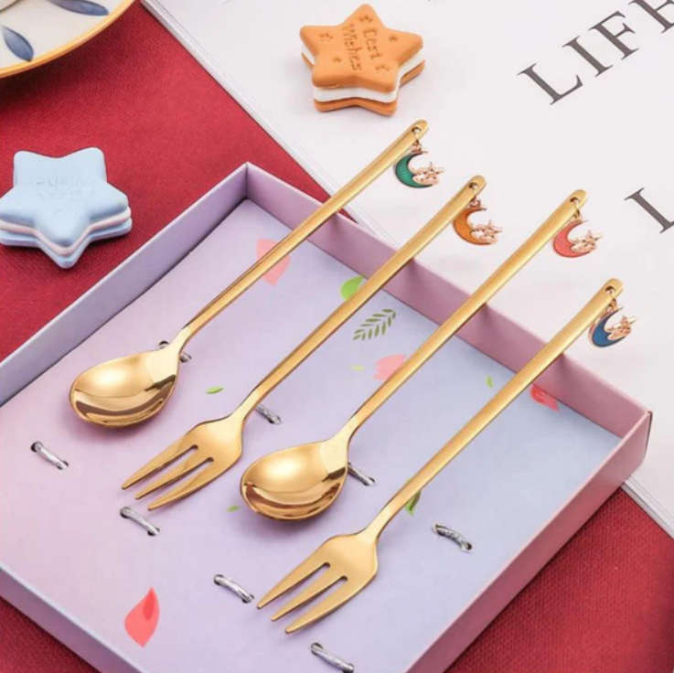 4-Piece Quarter Moon With Star Spoon And Fork spoons