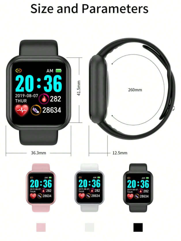 FitPro Pink Silicone Strap 1.44-Inch Touch Screen Multi-Functional Smart Watch