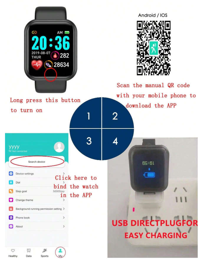 FitPro Pink Silicone Strap 1.44-Inch Touch Screen Multi-Functional Smart Watch