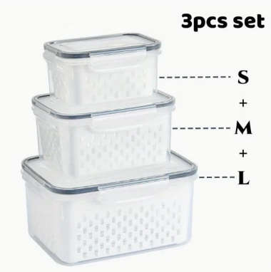 Lockable Storage containers with Drainage Baskets - Set of 3
