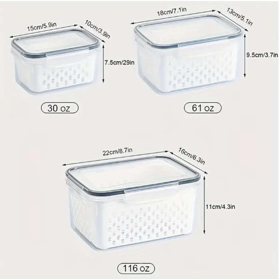 Lockable Storage containers with Drainage Baskets - Set of 3