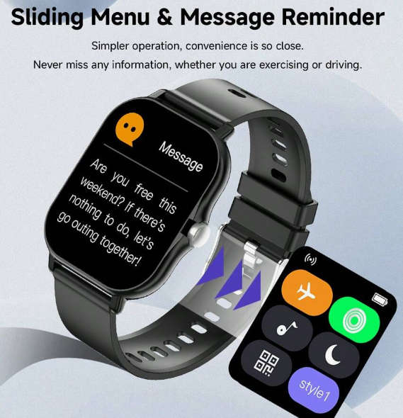 SIMSONLAB 2.01'' Full Touch Screen Bluetooth Smart Watch - Navy