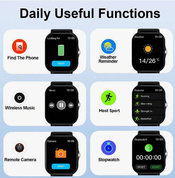 SIMSONLAB 2.01'' Full Touch Screen Bluetooth Smart Watch - Navy