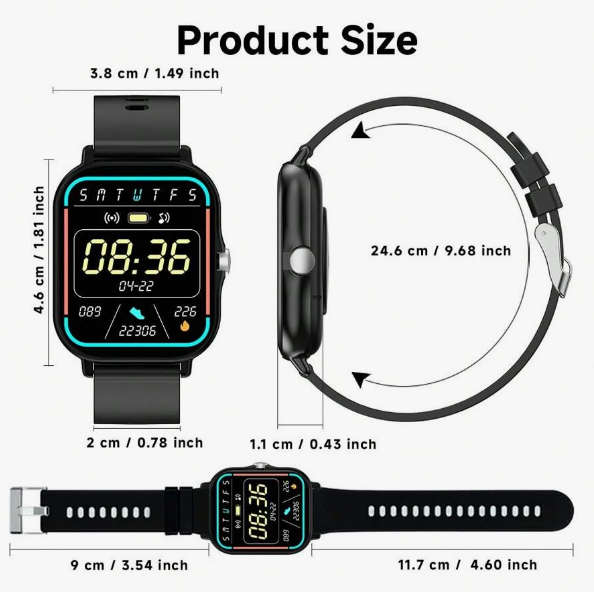 SIMSONLAB 2.01'' Full Touch Screen Bluetooth Smart Watch - Navy