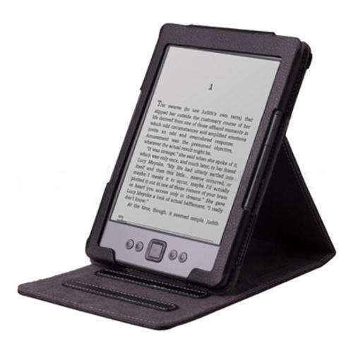 Black PU Leather Folio Cover Case Stand for Amazon Kindle 4 Non Touch+ FREE Screen Protector