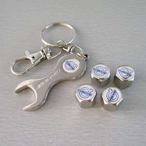 *FREE SHIPPING*   VOLVO  Car Tyre Valve Caps 4pcs + Wrench Keychain