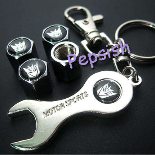 *FREE SHIPPING*   Decepticons  Car Tyre Valve Caps 4pcs + Wrench Keychain