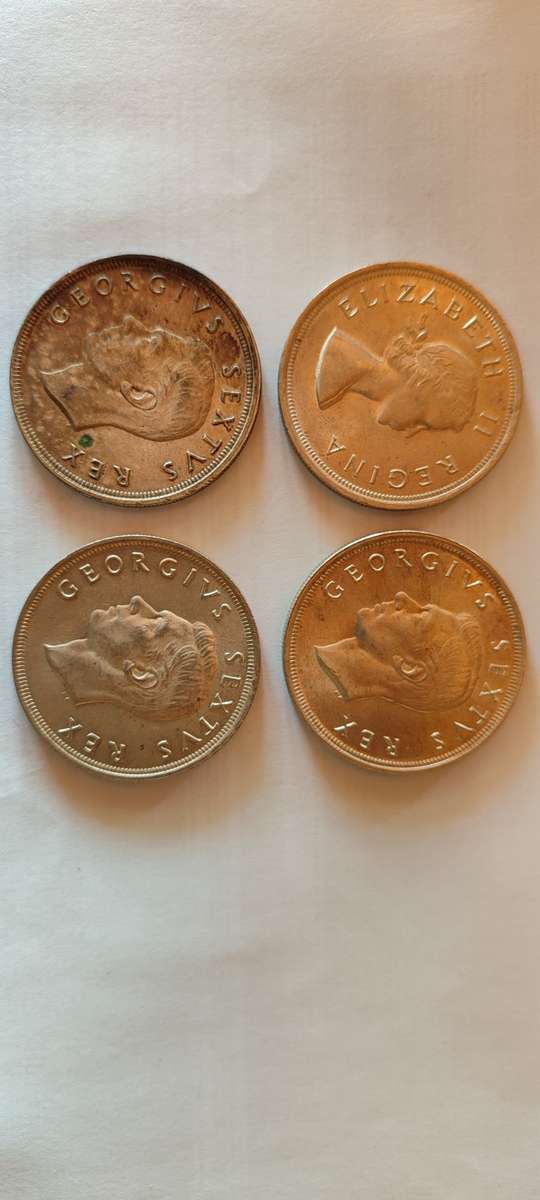 4 SILVER CROWNS UNION OF SOUTH AFRICA 1948 1952 (2) 1953
