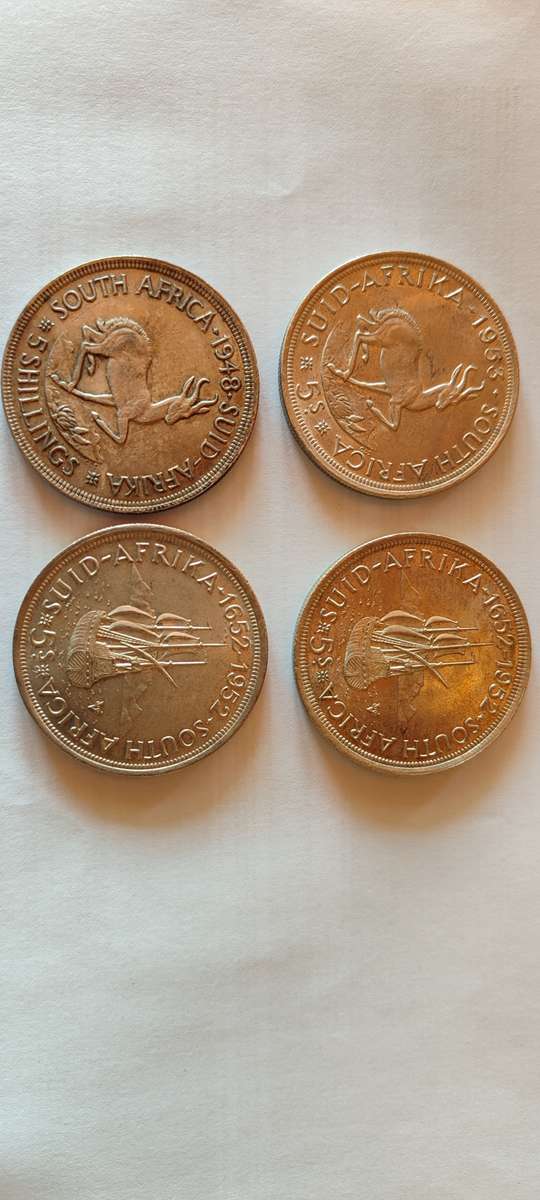 4 SILVER CROWNS UNION OF SOUTH AFRICA 1948 1952 (2) 1953