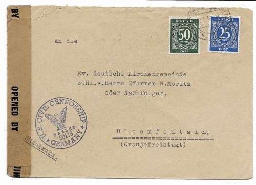 Germany [Berlin - US Zone] cover to Bloemfontein South Africa - Post-WWII - 1946