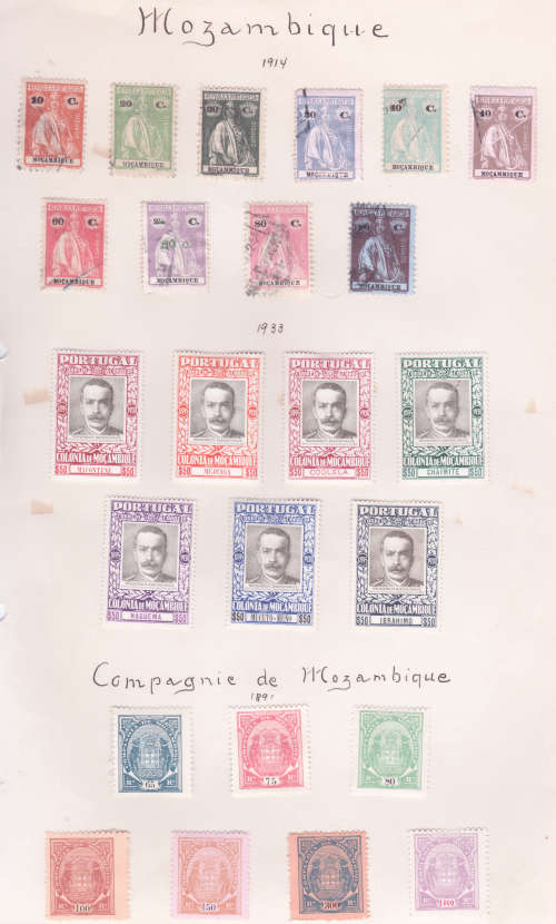Mozambique 1914 used / 1933 unused / 1891 Compagnie de Moz Unused on pages