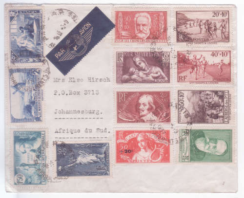 1937 Cover Paris France to Johannesburg South Africa - nice item