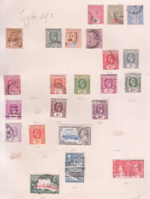Ceylon - selection of used and unused * on album pages