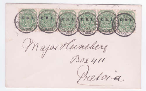 Cover Transvaal Boer War 2nd British Occupat Nice clear Pmark 22 August 1901 set of 6 stamps SG 238