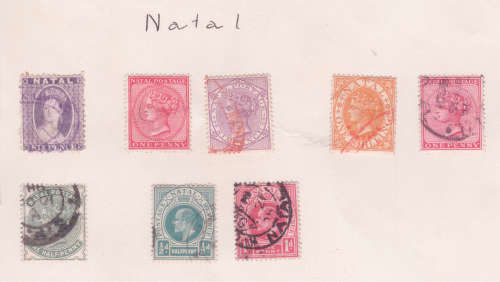 Britische Kolonien - used on old album pages x2 - CGH / Natal / Oranje FS / Postage Dues / Officials