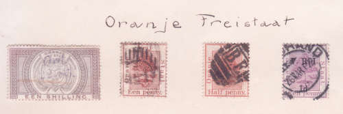 Britische Kolonien - used on old album pages x2 - CGH / Natal / Oranje FS / Postage Dues / Officials