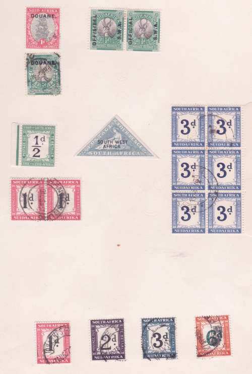 Britische Kolonien - used on old album pages x2 - CGH / Natal / Oranje FS / Postage Dues / Officials