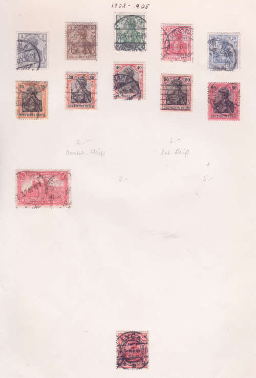 Early Germany - Reichs Post / Deutsches Reich - used on 7 x old album pages