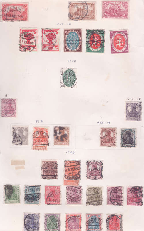 Early Germany - Reichs Post / Deutsches Reich - used on 7 x old album pages