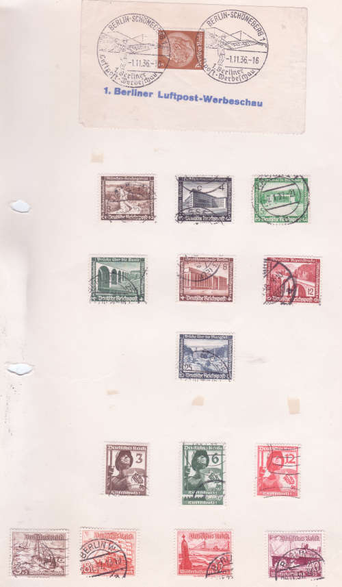 Early Germany - Reichs Post / Deutsches Reich - used on 7 x old album pages