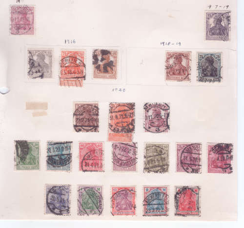 Early Germany - Reichs Post / Deutsches Reich - used on 7 x old album pages