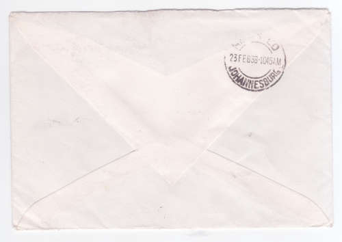 Cover Italy to Johannesburg - nice set 10c to 50c A208 Scott - 1938 - backstamped arrival