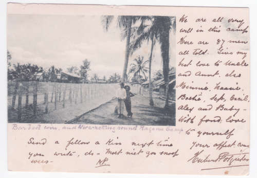 Boer War - Ragama POW Camp Ceylon - Picture postcard from Boer POW / Internee H. Potgieter