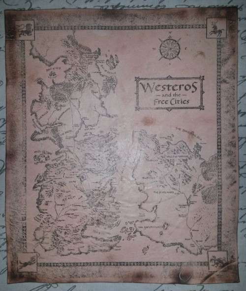 Leather Map - Game Of Thrones Westeros and Free Cities