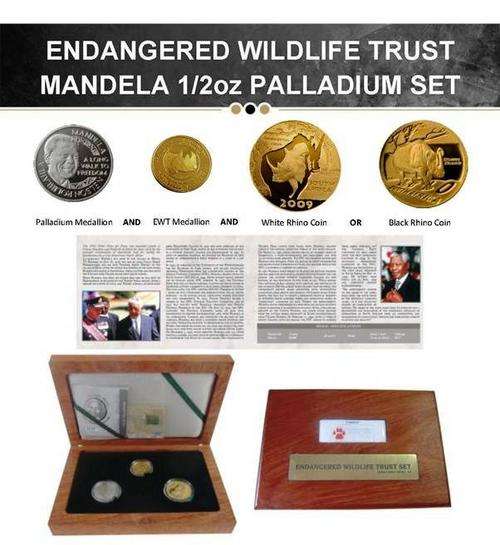 ENDANGERED WILDLIFE TRUST MANDELA 1/2 oz PALLADIUM SET