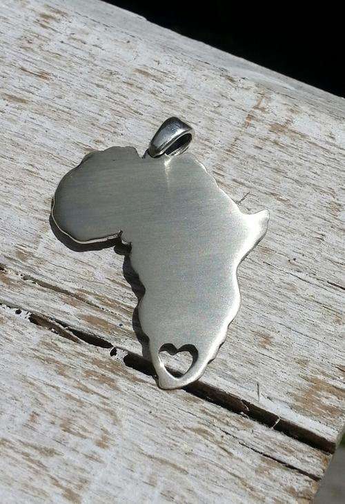 Handcrafted solid 925 Sterling Silver AFRICA  Heart Pendant