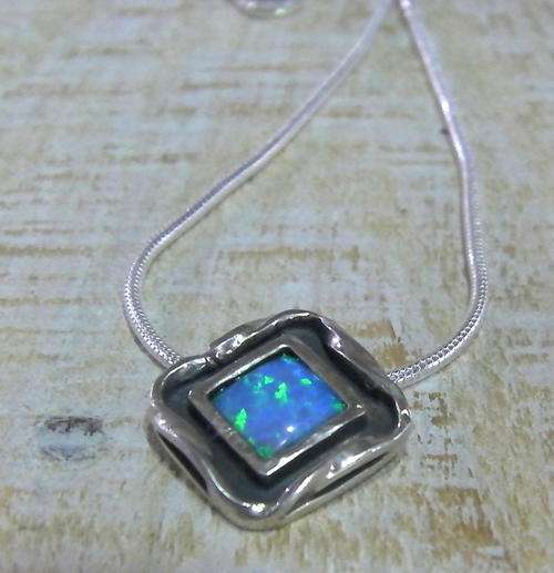 925 Sterling Silver &  OPAL Necklace