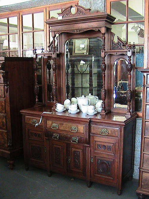 Victorian mahogany sideboard back mirror