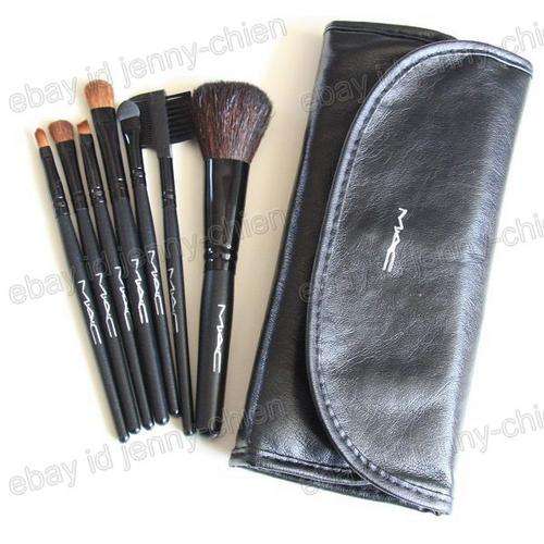 MUST HAVE 7PC MAC MAKEUP COSMETIC BRUSHES SET AND LEATHER BAG