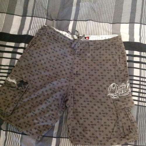 Designer Quiksilver shorts, GREY , DARK GREY, WHITE size 36 -front strings/adjustable